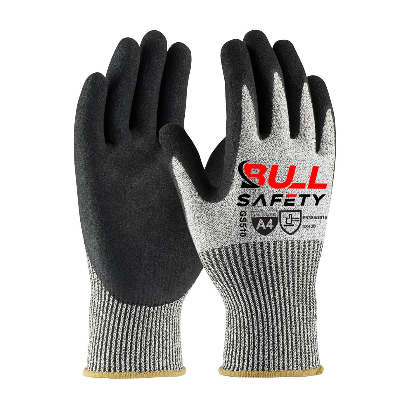 Bullsafety 13G 4X43D cut resistant sandy nitrile gloves GS510