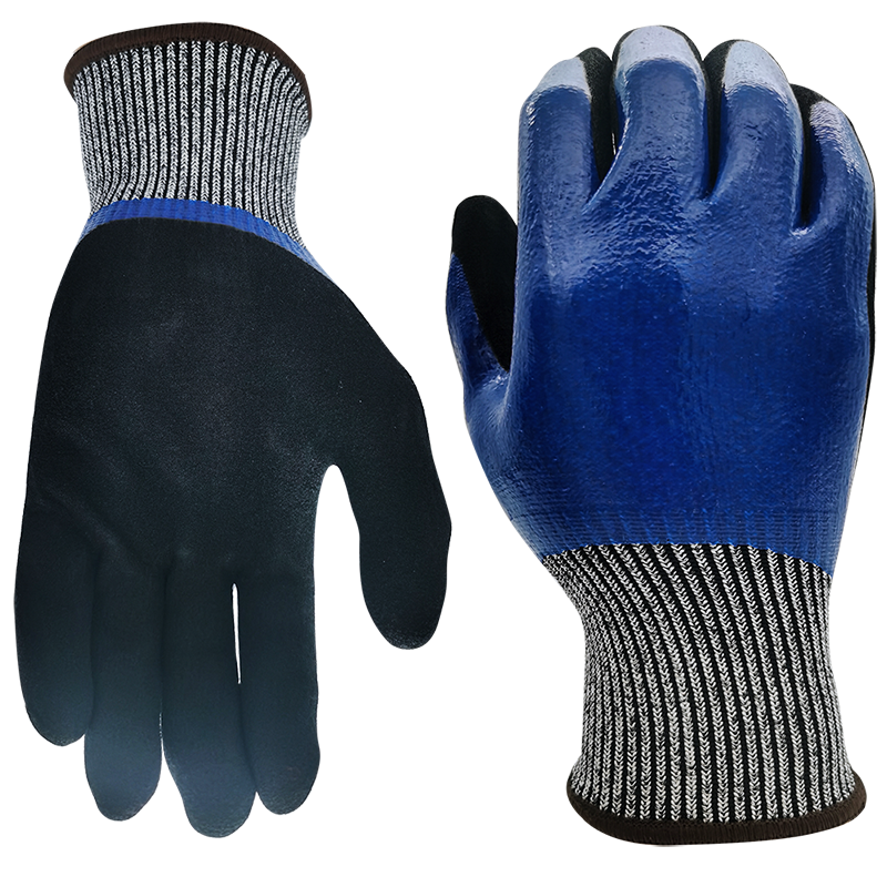 Bullsafety13g 4X43D A4 double nitrile coated gloves