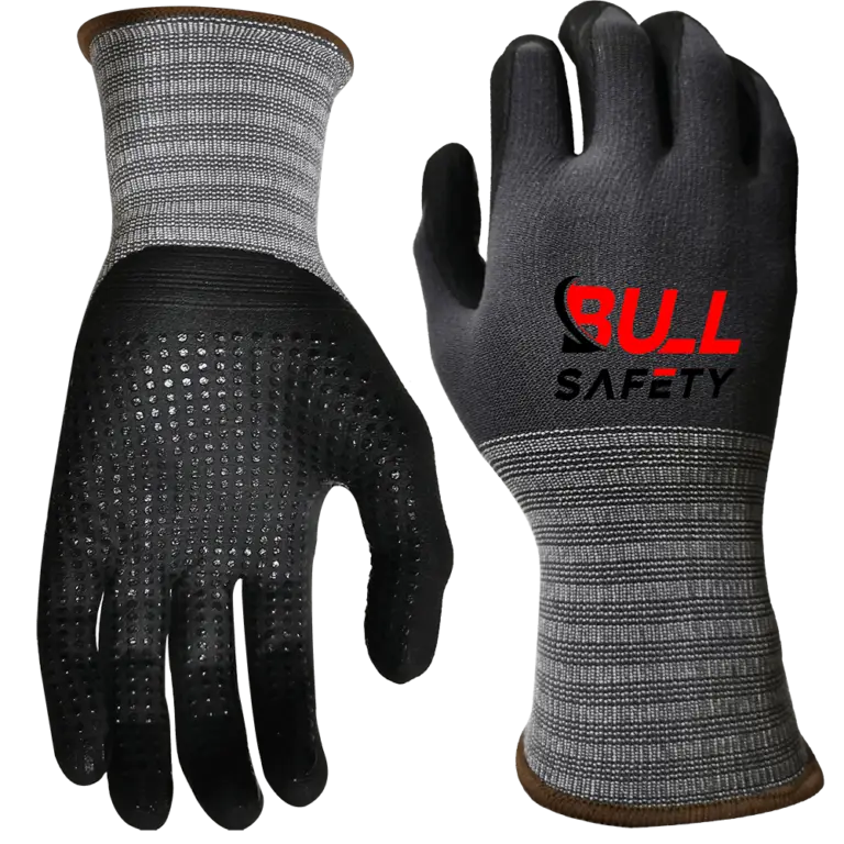 Bullsafety 15 gauge spandex and nylon liner gloves with microfoam palm coating for superior grip and comfort.