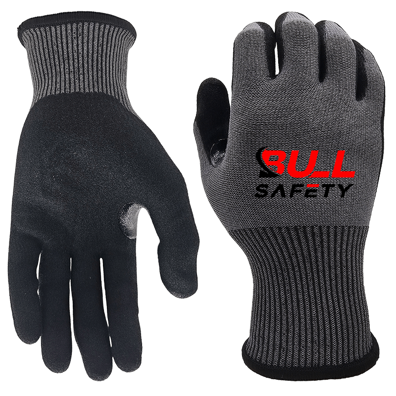 15g A4 sandy nitrile palm coated graphene gloves bullsafety-