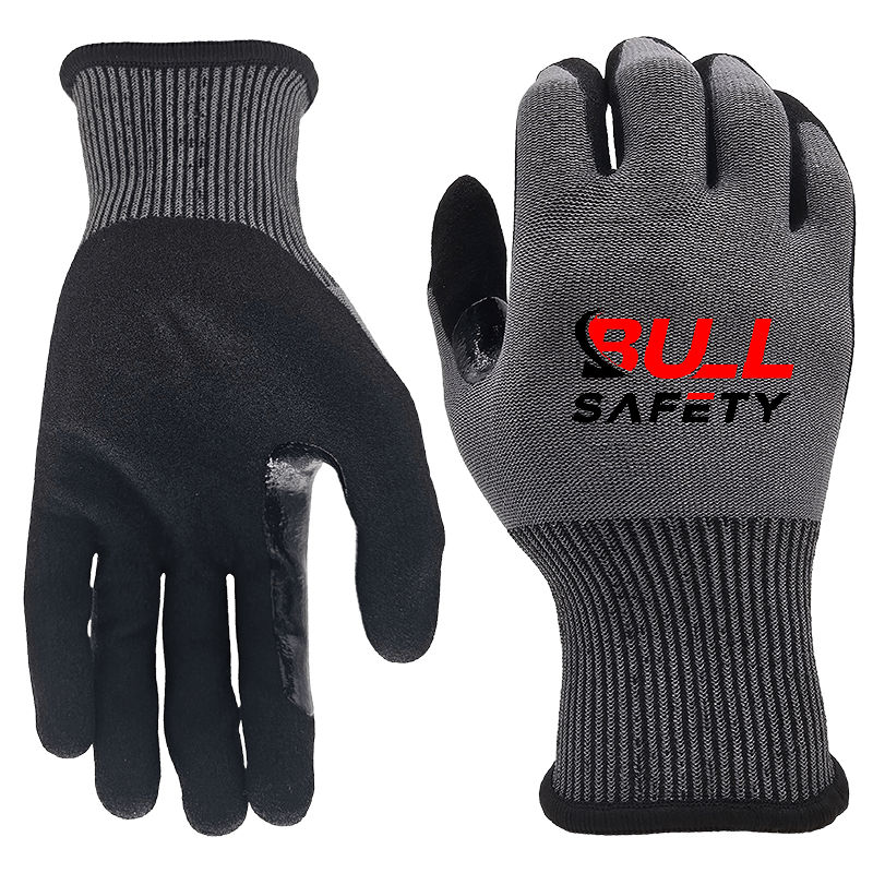 15g A5 sandy nitrile palm coated graphene gloves bullsafety-