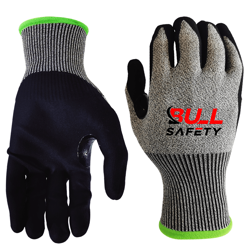 Bullsafety15gauge A4 4X43D microfoam palm coated cut resistant gloves