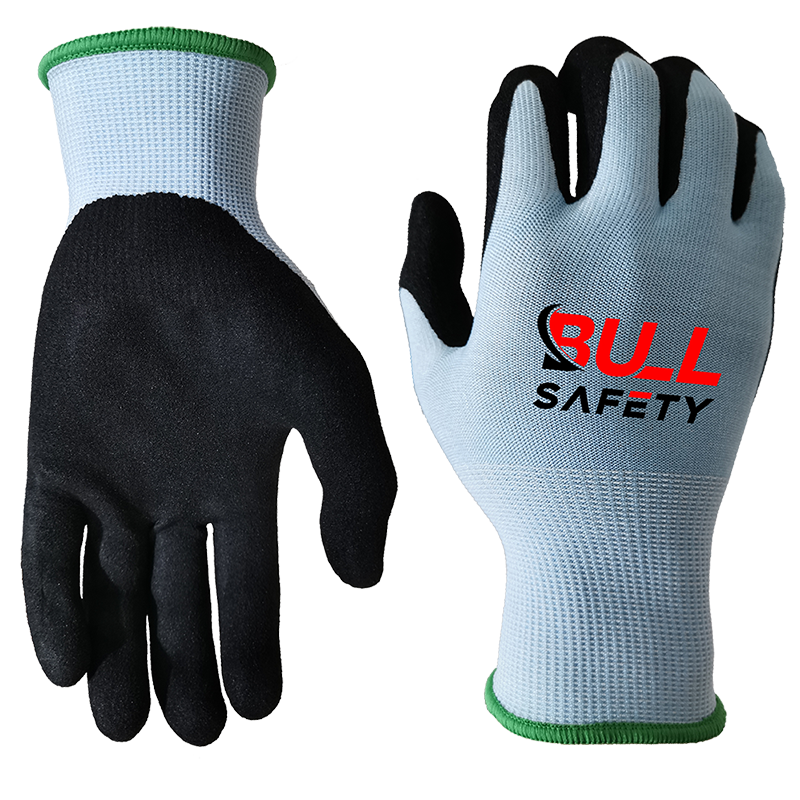 Bullsafety 18 gauge A6 sandy nitrile palm coated gloves