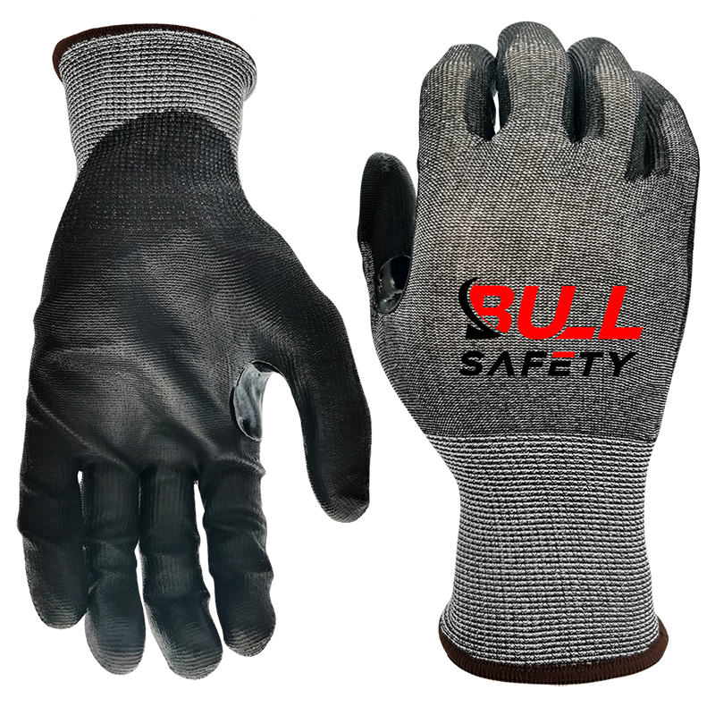 Bullsafety 18gauge A4 4X43D PU palm coated cut resistant gloves