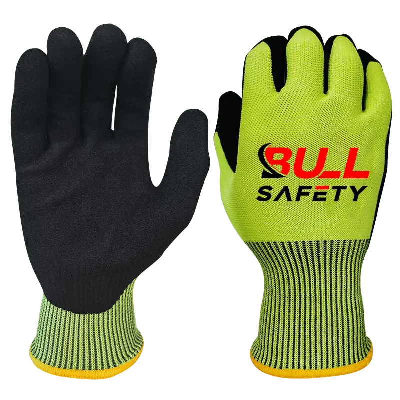 bullsafety GAS510 13g 4X43D sandy nitrile cut resistant gloves-min