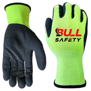 bullsafety 13g yellow polyester liner black sandy nitrile palm coated gloves-min